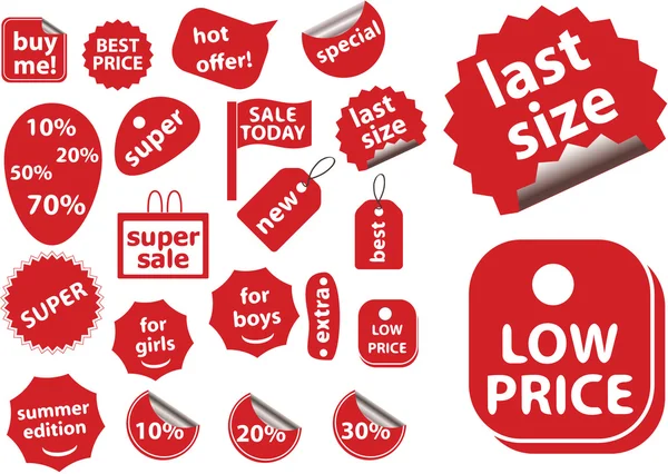 Red stickers — Stock Vector