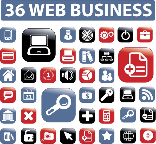 36 Web-professionelle Business-Buttons — Stockvektor