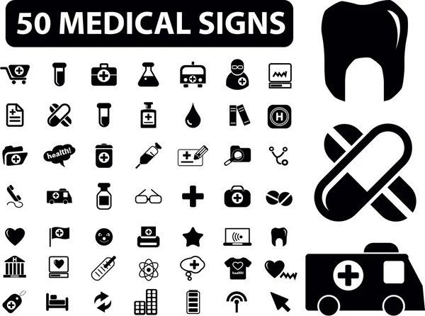 50 medical signs, vector — Stock Vector