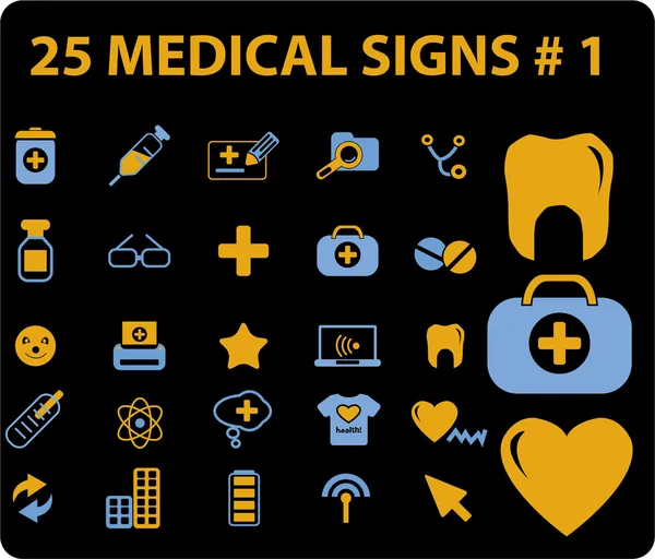 25 signos médicos, vector — Archivo Imágenes Vectoriales