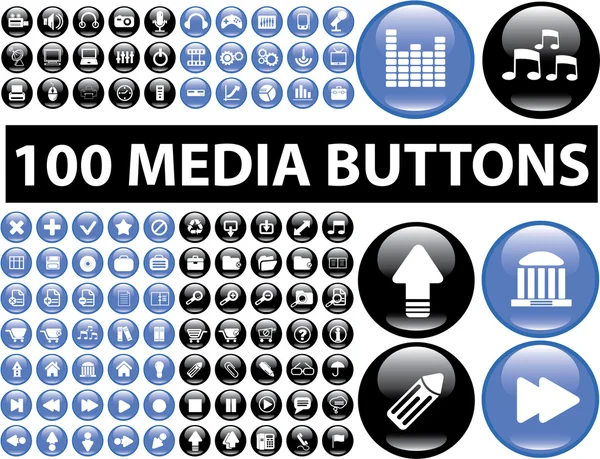 100 media buttons — Stock Vector