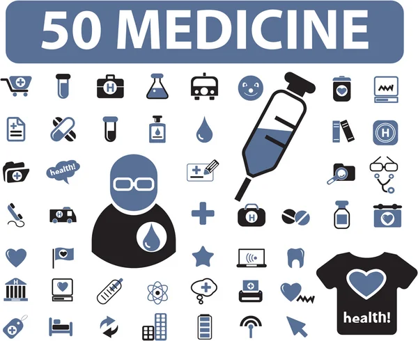 50 geneeskunde tekenen — Stockvector