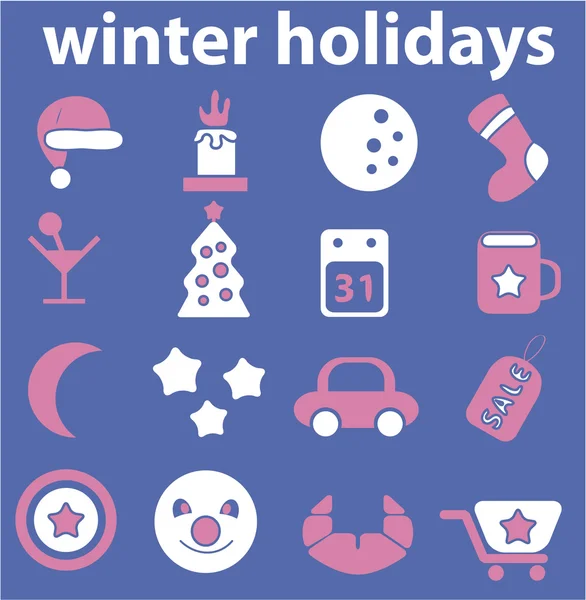 Stock vector Winter holidays cute signs