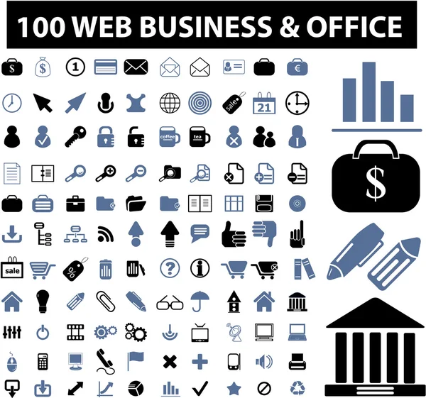 100 web, sinais de negócio — Vetor de Stock