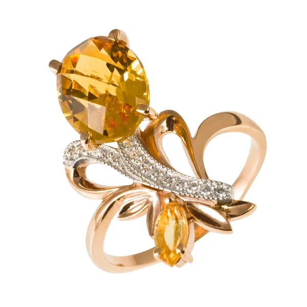 Złoty pierścionek z kamieniem — Zdjęcie stockowe
