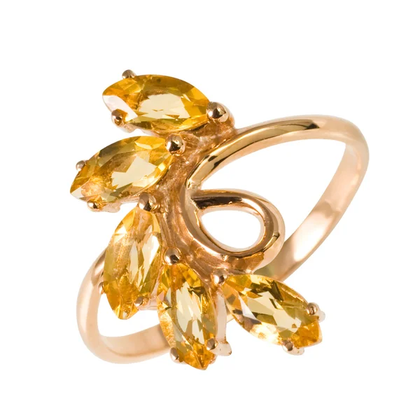 Złoty Pierścionek Kamieniami Biżuteria Złota — Zdjęcie stockowe