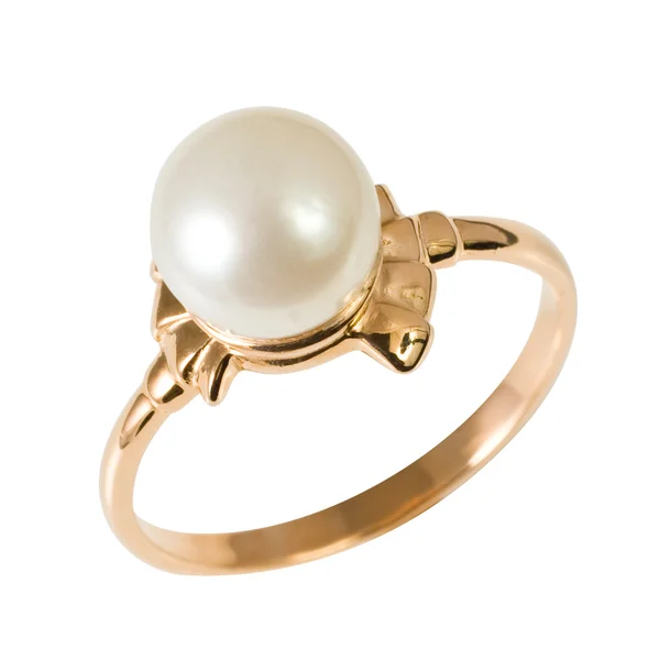 Golden ring with pearls — Stock Photo, Image