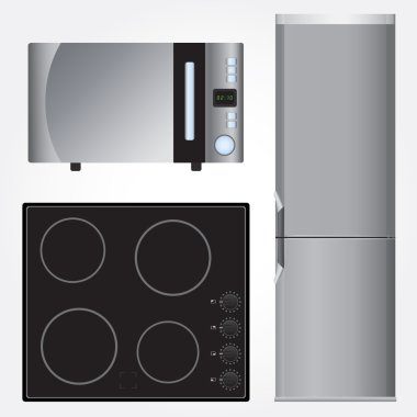 Ceramic stove, refrigerator and microwave vector clipart