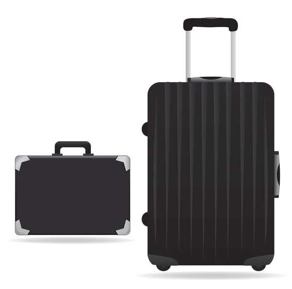 黒のブリーフケースとスーツケース — ストックベクタ