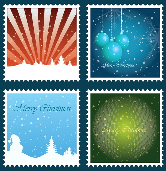 Christmas and New Year Stamps — Stock Vector