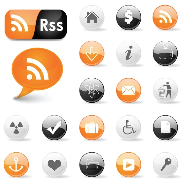 Web-иконки и RSS-символы — стоковый вектор