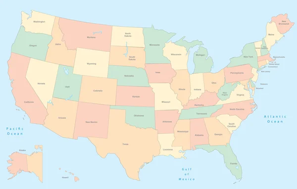 アメリカ合衆国のベクトル地図 — ストックベクタ
