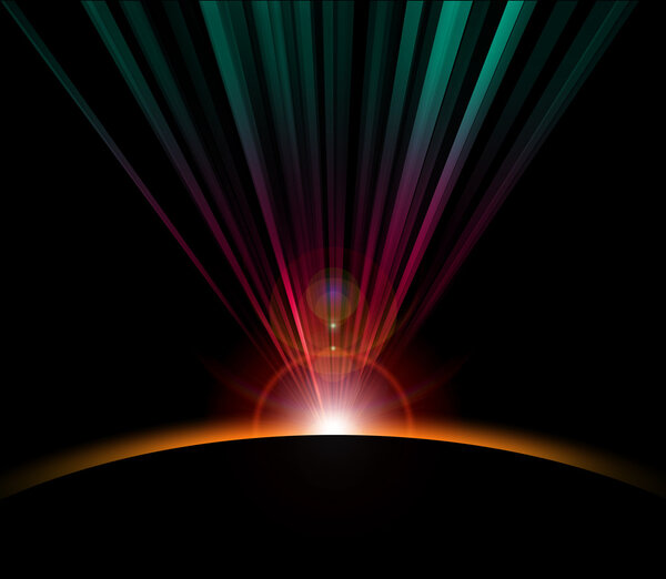 Earth radiating light.