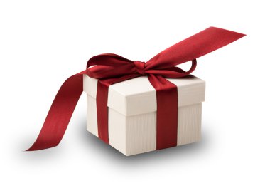 White gift box with red bow clipart