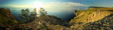 Panorama of rocky coast. Lake Baikal. clipart