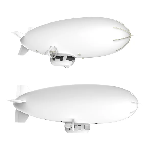 白い背景の上のモーターと つの白い飛行船風船 — ストック写真