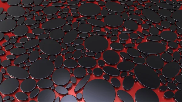 Farklı Formlarda Kırmızı Bir Arka Plan Üzerinde Siyah Damla — Stok fotoğraf