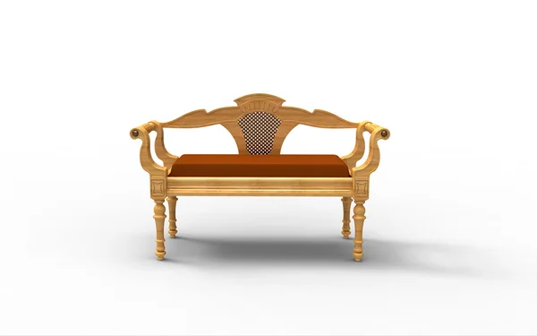 柔らかい白い背景の上に座っていると木製ソファ — ストック写真
