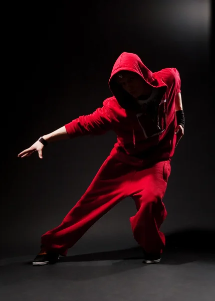 Stijlvolle danser in het rood — Stockfoto
