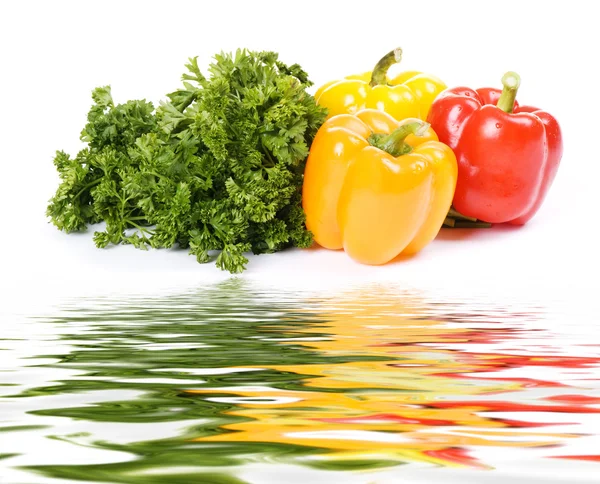 Wet appetizing vegetables with parsley — Stock Photo, Image