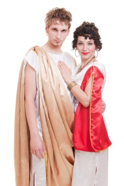 Portrait of couple in Greek style clipart