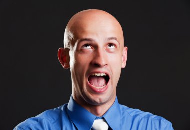 Screaming bald man clipart