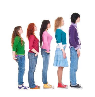 Portrait of young man and women in turn clipart