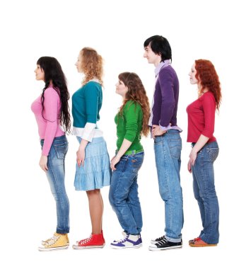 Young man and women in queue clipart