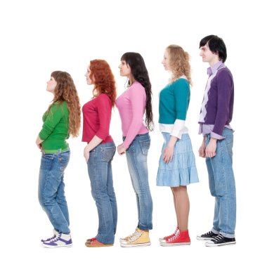 Young man and women in turn clipart