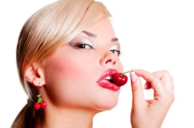 Alluring woman with cherry clipart