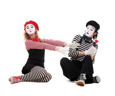 Funny portrait of mimes clipart