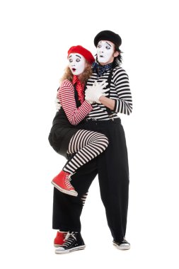 Scared couple of mimes clipart