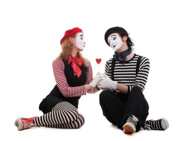 Smiley mimes in love clipart