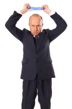 Aggressive businessman with folder clipart