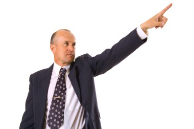 Businessman pointing forward