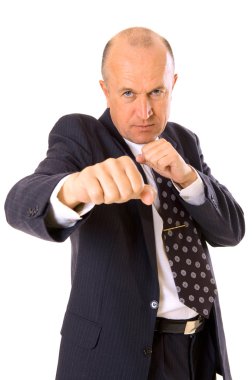 Businessman want to fight with his competitor clipart