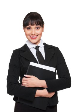 Secretary with folder of documentations clipart