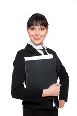 Smiley secretary with folder of documentations clipart