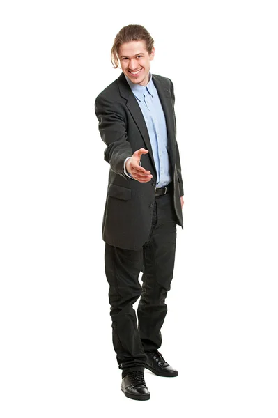 Young business man greeting — Stock Photo, Image