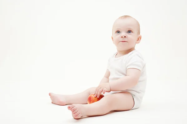 Pretty baby with apple — Stock Photo, Image