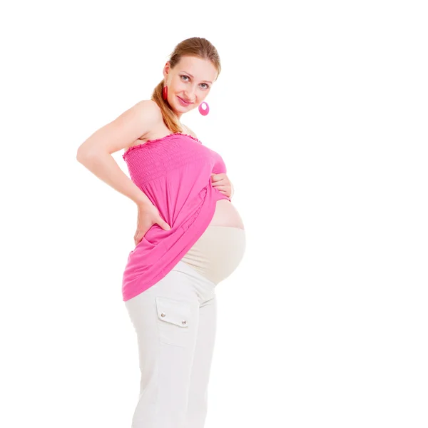 Hamile kadının karnı gösterilen — Stok fotoğraf