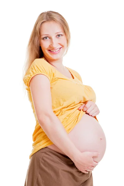 웃는 임신한 여자 — 스톡 사진