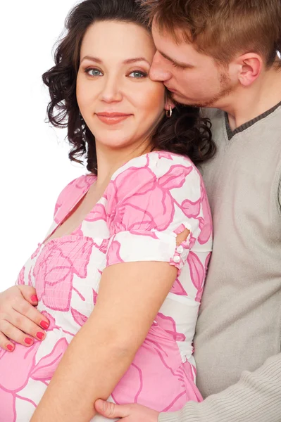 Piękna kobieta w ciąży z mężem — Zdjęcie stockowe