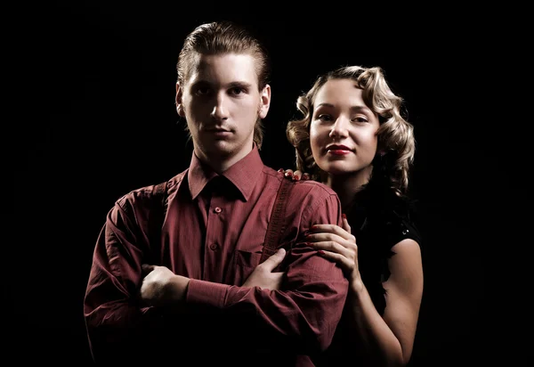 Portrait of young couple in retro style — Stock Photo, Image