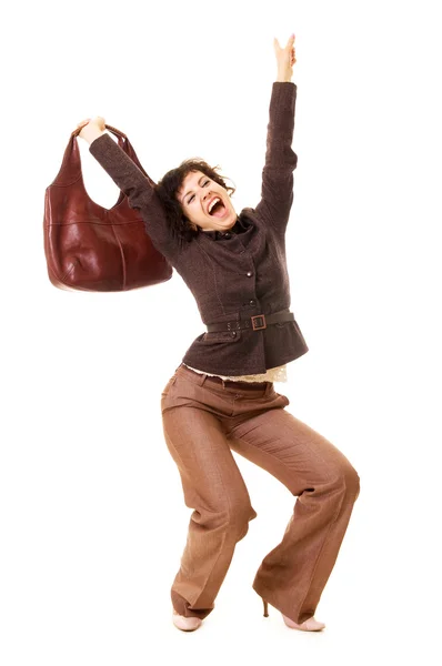 Mujer feliz con bolso —  Fotos de Stock