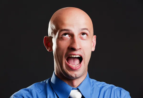 Screaming bald man — Stock Photo, Image