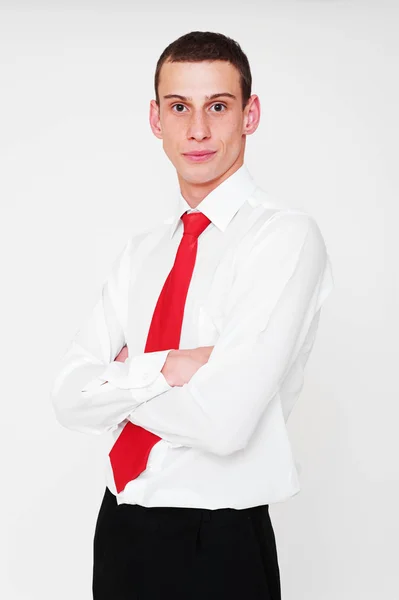 赤いネクタイを持ったビジネスマン — ストック写真