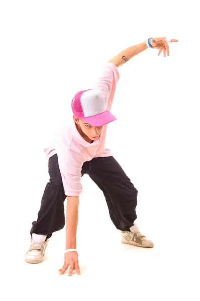 Pohledný tanečník pózuje na bílém pozadí — Stock fotografie