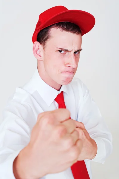 Mann mit roter Mütze — Stockfoto