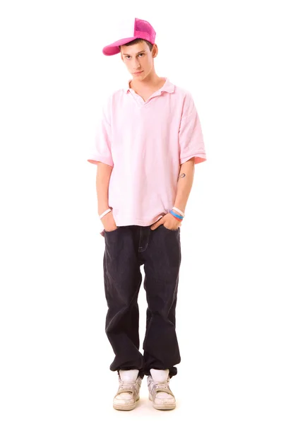 Serious teenager in hip hop wear — Stock Photo, Image